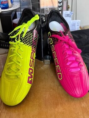 Puma EvoSpeed Neon Yellow and Hot Pink Athletic Shoes